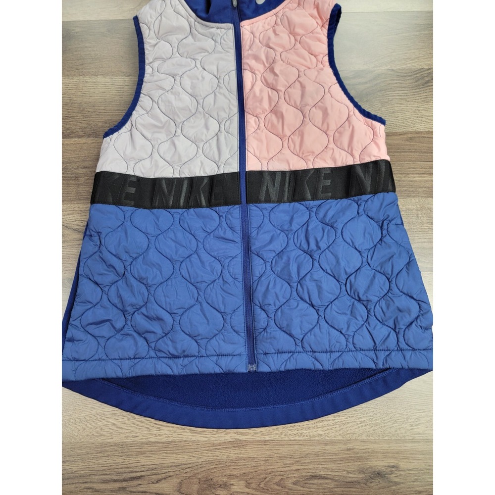 Nike Running Vest Small Color Block Mock Neck Full Zip Aero Layer Quilted Womens - Picture 4 of 9